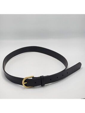J.Crew Black Italian Leather Belt With Gold-Tone Buckle Made In Mexico